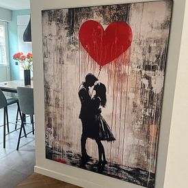 Klantfoto: Verliefd Paar Onder Hart van Blikvanger Schilderijen, als ArtFrame
