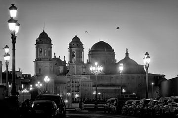 Cadiz Cathedral in the morning light in black and white by Manfred Voss, Black-White Photography
