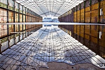 Clouds mirroring shed by Inge Wiedijk