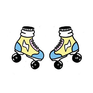 Pastelkleurige rollerskates van Lola Vogels