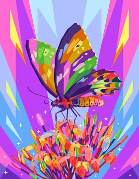 Vlinder wpap pop-art van Qiwary Shop