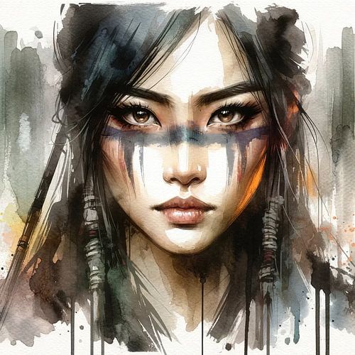 Ätherischer Blick eines asiatischen Kriegers von Chromatic Fusion Studio