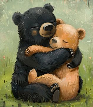 Knuffelende Beren | Bear Hug Buzz van Blikvanger Schilderijen