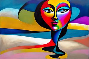 Farbenfrohes modernes Frauenportrait