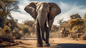 Elefant in der Savannenlandschaft in Afrika