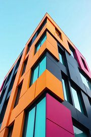 Mehrfarbige moderne Gebäudefassade