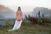 Akt im Morgennebel - Hübsche junge Frau bei Sonnenaufgang (Erotische Aktfotografie)