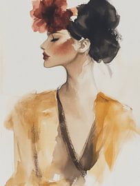 Modern portret, aquarel van Carla Van Iersel