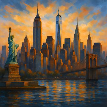 New York, USA schilderij. van Johannes