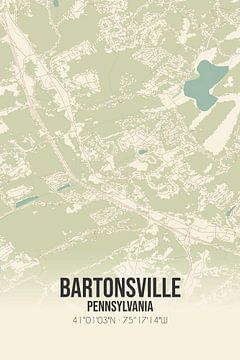 Vintage landkaart van Bartonsville (Pennsylvania), USA. van Rezona