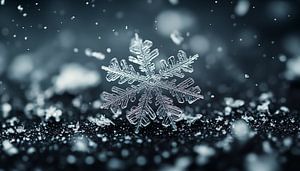 Snowflake in snow panorama