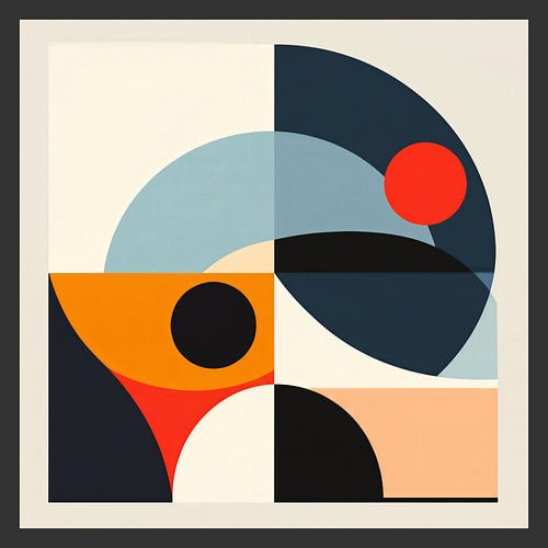 Œuvre abstraite géométrique de style Mid-Century Modern