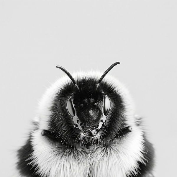 Makroaufnahme einer Hummel in Schwarz-Weiß von Poster Art Shop
