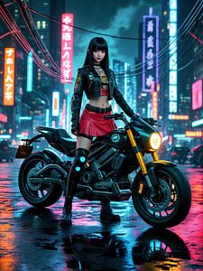 Cyberpunk in der nächtlichen Stadt