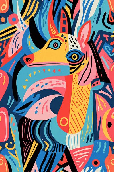 Abstract kleurrijk dierenontwerp met geometrische vormen van Art & Soul Creations