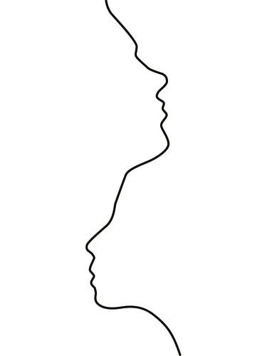 Zwei Gesichter, weiß