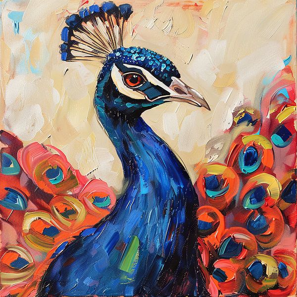 Blauer Pfau von Poster Art Shop