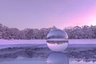 Glazen bol op bevroren meer in avondlicht van Besa Art thumbnail