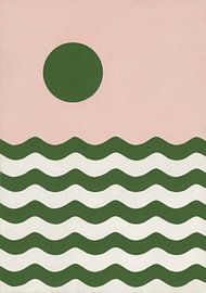 Minimalist wave design pink green by Niklas Maximilian