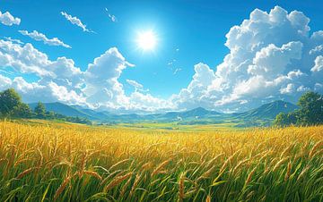 Goldene Felder unter einem strahlenden Himmel
