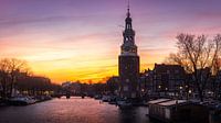 Die Montelbaanstoren in Amsterdam während des Sonnenuntergangs von Bart Ros Miniaturansicht
