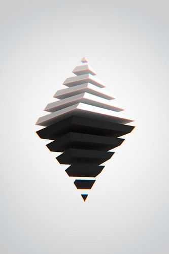 Zwart-witte piramides met dieptevervaging en chromatische aberraties