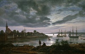 Larvik by Moonlight, Johan Christian Dahl