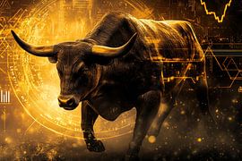 Bull in gold - financial symbolism by Poster Art Shop