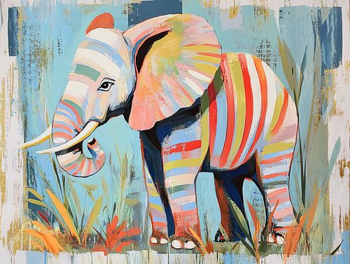 Olifant Tuin | Vrolijke Olifant van Blikvanger Schilderijen