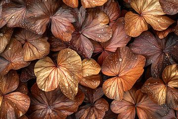 Bronze leaves with water drops by Art & Soul Creations