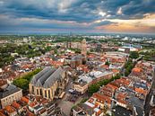 Zwolle van boven tijdens een zomerse zonsondergang van Sjoerd van der Wal Fotografie thumbnail