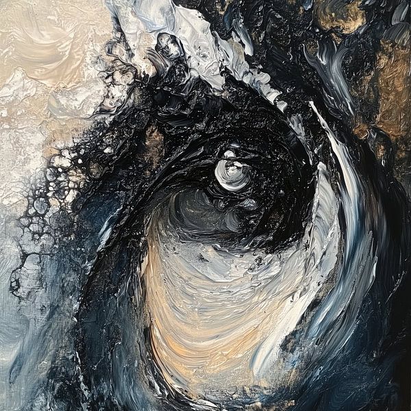 Abstracte spiraal zwart-wit-goud van TheXclusive Art