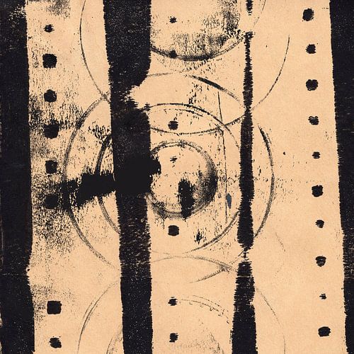 Moderne abstracte kunst. Organische vormen in zwart en warm gebroken wit