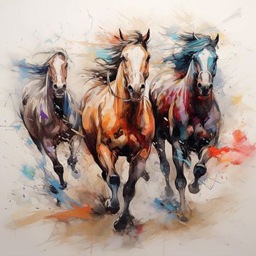 3 horses artistic by The Xclusive Art