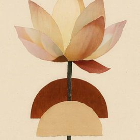 Zen Lotus Collage – Minimalistische Boho Japandi Kunst van But First Framing