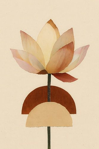 Collage de lotus zen - Art minimaliste Boho Japandi