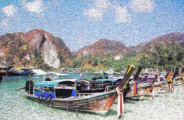 Ruea Hang Yao (langstaartboot) Thailand | Van Gogh Art van Peter Balan