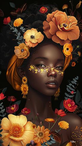 afrikaanse vrouw met bloemen