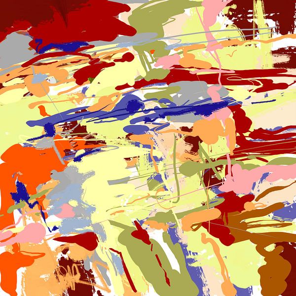 Let's play, abstract, digitaal, speels, kleurrijk van Wilfried van Dokkumburg