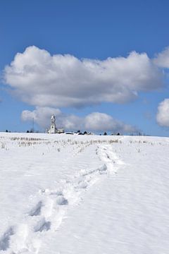 Sneeuwschoensporen in de sneeuw van Claude Laprise