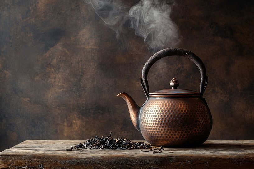 Koperen vintage theepot met stoom van Imperial Art House