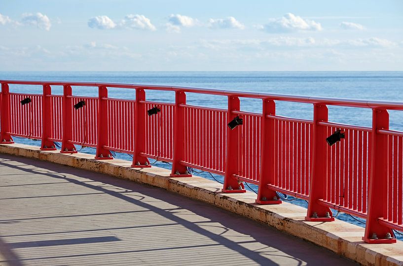 Clôture rouge devant la mer à Enoshima par Lensw0rld