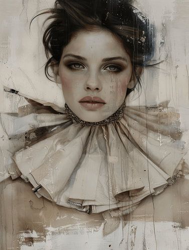 Modern abstract portret in aardetinten