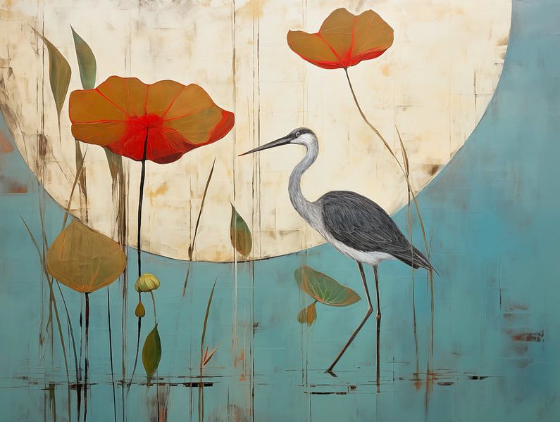 Heron Botanical Print by Caroline Guerain