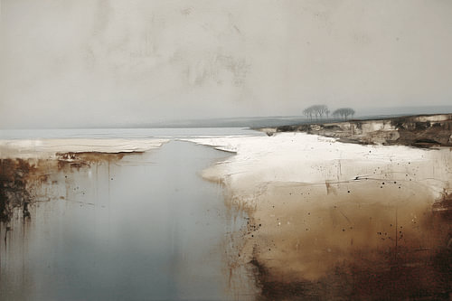 Stille Küste in Sand und Himmel