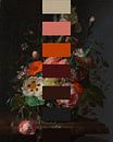 Stilleven van bloemen, origineel (1716) van Rachel Ruysch met kleurstalen van The New Classics thumbnail