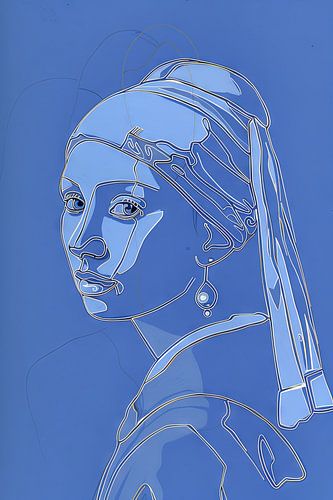 Line art meisje met de parel
