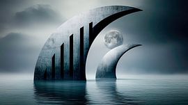 Vloedbogen in de stilte van de nacht van Klaus Tesching - Art-AI