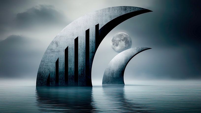 Flood arches in the silence of the night by Klaus Tesching - Art-AI