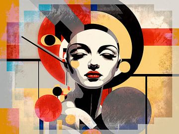 Madame Metropolis, Surrealisme Art Deco Portret van Mad Dog Art